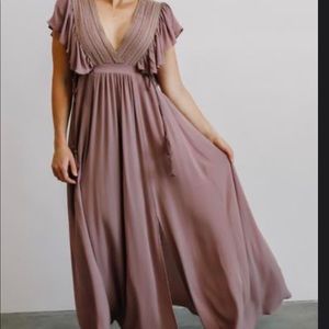 Baltic born JENNIFER DUSTY MAUVE DEEP V MAXI DRESS